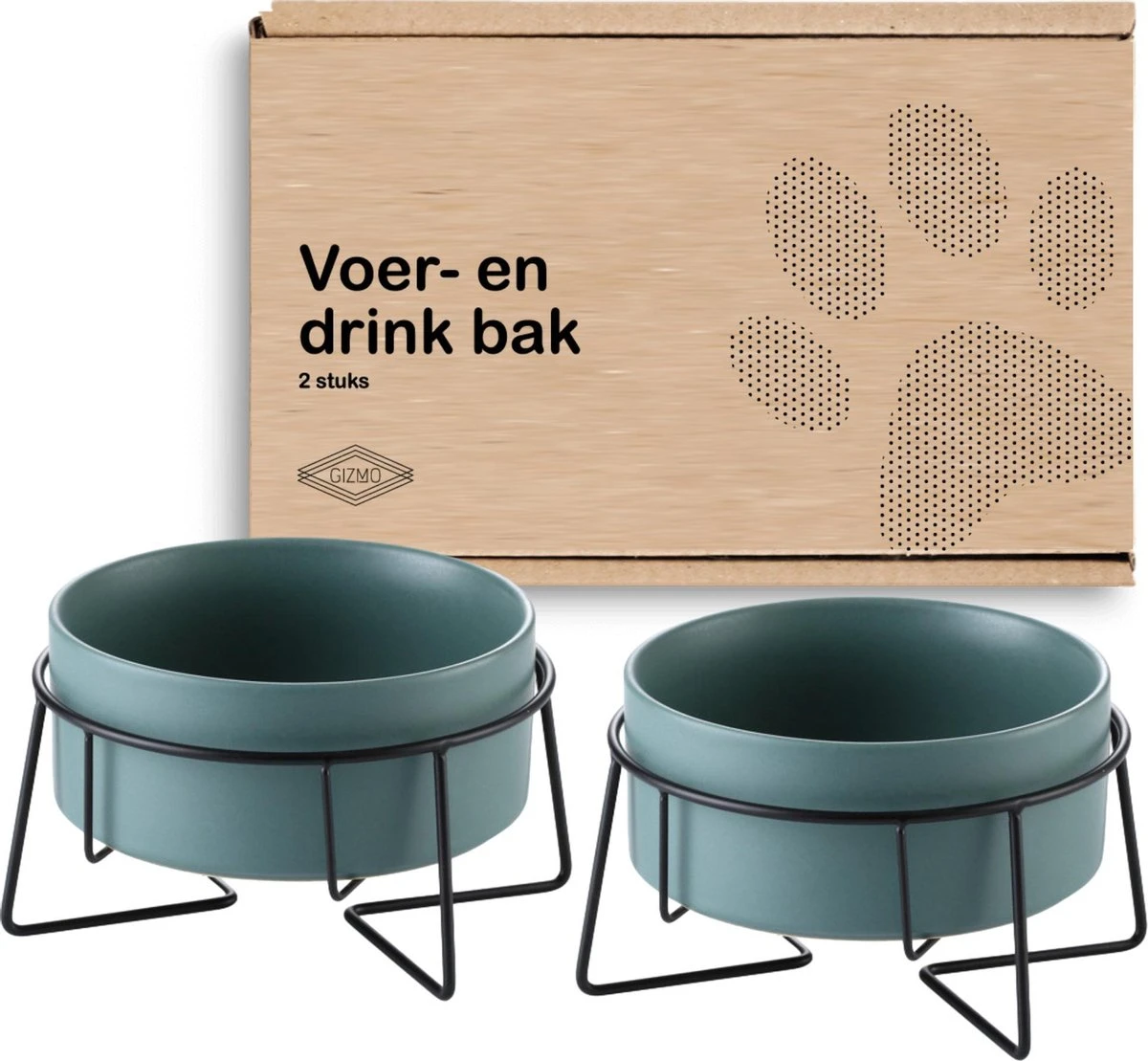 GIZMO 2x Voerbak Kat - 400 Ml - Groen - Keramische Drink- & Voerbakken Met Standaard - 13 Cm - 2 Stuks 10 GIZMO 2x Voerbak Kat - 400 Ml - Groen - Keramische Drink- & Voerbakken Met Standaard - 13 Cm - 2 Stuks - Afbeelding 10