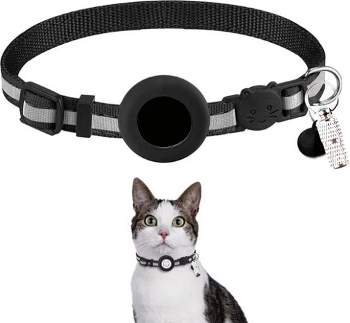 ACE Pets Reflecterende Kattenhalsband Met Veiligheidssluiting – Halsband Kat & Kitten - Met Adreskoker - Kittenhalsband & Kattenbandje Met Belletje - Geschikt Voor Apple Airtag - Zwart 1 ACE Pets Reflecterende Kattenhalsband Met Veiligheidssluiting – Halsband Kat & Kitten - Met Adreskoker - Kittenhalsband & Kattenbandje Met Belletje - Geschikt Voor Apple Airtag - Zwart