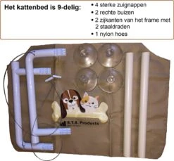Merkloos Kattenhangmat – Hangmat Kat – Kattenmand Raam – Kattenkussen – Kattenbed – Poezenmand – Beige -Merkloos Winkel 1200x1111 3