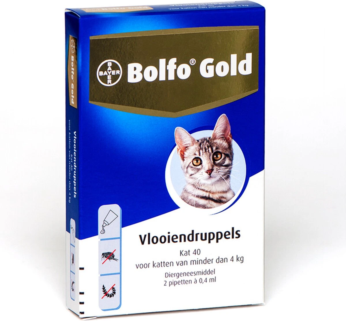 Bayer Bolfo Gold 40 Anti Vlooienmiddel - Kat - 0 Tot 4 Kg - 2 Pipetten 1 Bayer Bolfo Gold 40 Anti Vlooienmiddel - Kat - 0 Tot 4 Kg - 2 Pipetten