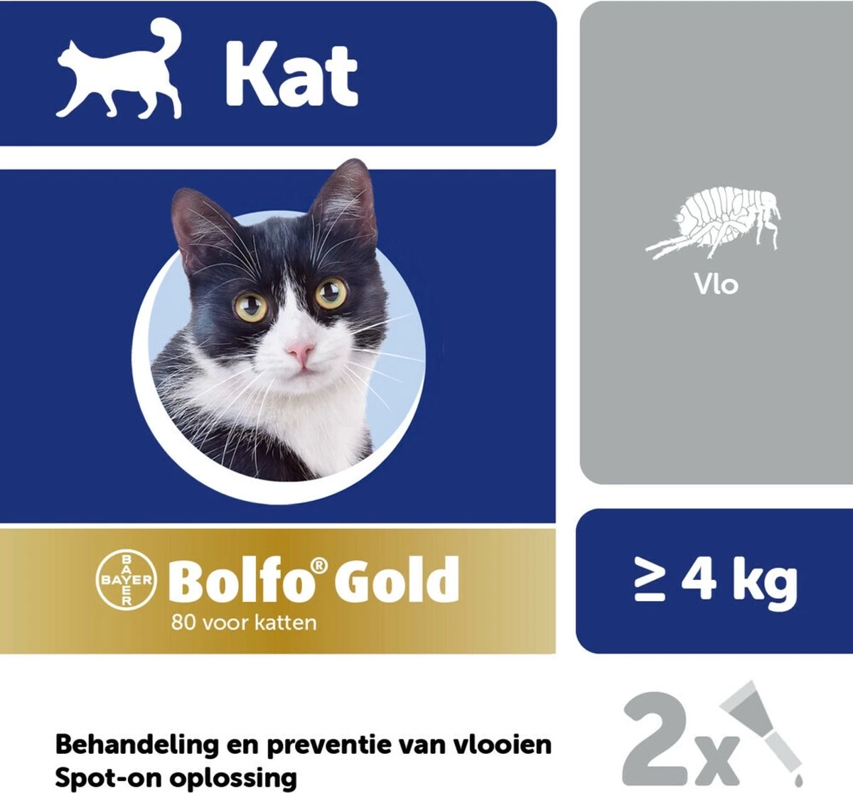 Bayer Bolfo Gold 80 Anti Vlooienmiddel - Kat - >4 Kg - 2 Pipetten 2 Bayer Bolfo Gold 80 Anti Vlooienmiddel - Kat - >4 Kg - 2 Pipetten - Afbeelding 2