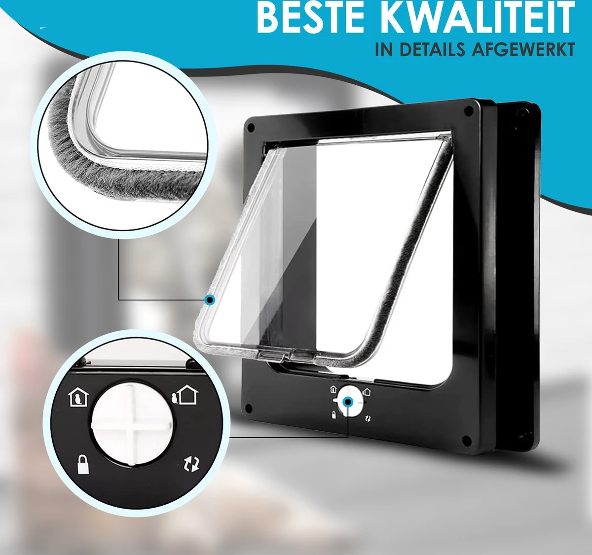 Gluxury Kattenluik Zwart Met Tunnel - 4 Vergrendelingsstanden - Weerbestendig - Binnen En Buiten - Maat L - Nederlandse Handleiding 4 Gluxury Kattenluik Zwart Met Tunnel - 4 Vergrendelingsstanden - Weerbestendig - Binnen En Buiten - Maat L - Nederlandse Handleiding - Afbeelding 4