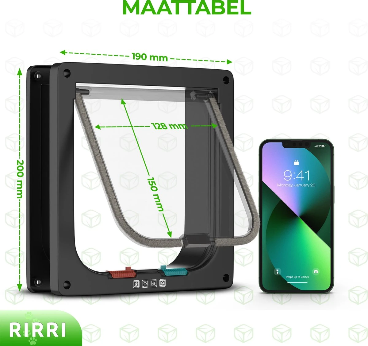 Rirri Kattenluik Met Tunnel - 4 Vergrendelingsstanden - Weersbestendig - Binnen En Buiten - Maat M - Zwart - 19 X 20 Cm 2 Rirri Kattenluik Met Tunnel - 4 Vergrendelingsstanden - Weersbestendig - Binnen En Buiten - Maat M - Zwart - 19 X 20 Cm - Afbeelding 2