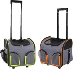 Pawise Luxe Katten En Honden Trolley Tot 7kg - Reismand – Grijs – Telescopisch Handvat – Met Doorkijkvensters En Opbergvakken – Optimale Ventilatie -Merkloos Winkel 1200x1130 3