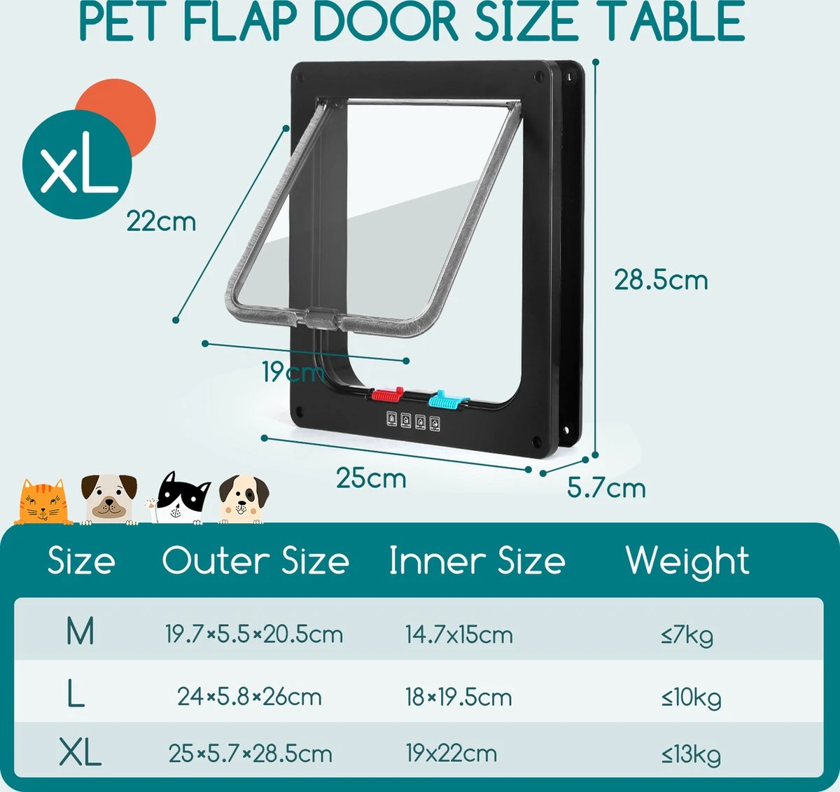 Nobleza Kattenluik Met Tunnel - 4 Vergrendelingsstanden - Weerbestendig - Binnen En Buiten - 28.5 X 25 Cm - Maat XL - Zwart 4 Nobleza Kattenluik Met Tunnel - 4 Vergrendelingsstanden - Weerbestendig - Binnen En Buiten - 28.5 X 25 Cm - Maat XL - Zwart - Afbeelding 4