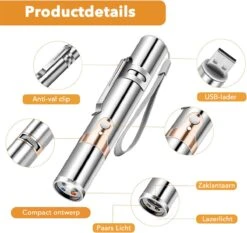 DOWO® - Laserpen - USB Oplaadbaar - Kattenspeeltjes - 7 Verschillende Standen - Laserlampje - RVS Zilver - Laser Pointer -Merkloos Winkel 1200x1133 5