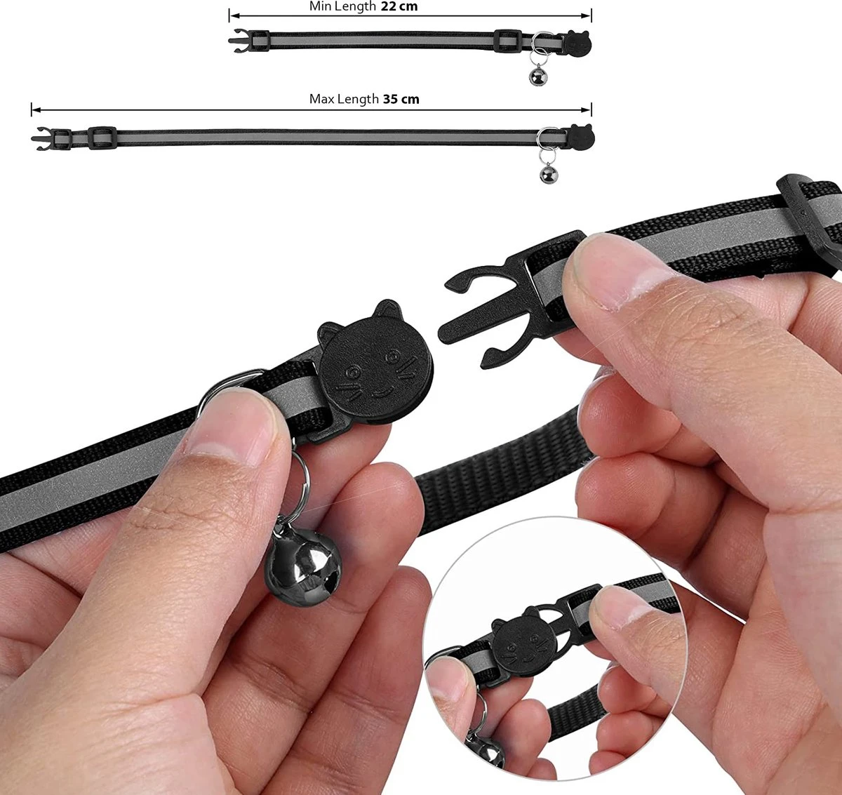 YONO Katten Halsband Geschikt Voor Apple Airtag - Kattenbandje Met Belletje En Reflecterend - GPS Kat - Zwart 5 YONO Katten Halsband Geschikt Voor Apple Airtag - Kattenbandje Met Belletje En Reflecterend - GPS Kat - Zwart - Afbeelding 5