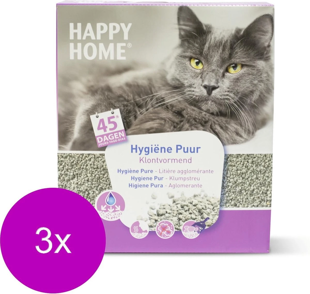Happy Home Solutions Ultra Hygienic Pure - Kattenbakvulling - 3 X 10 L 2 Happy Home Solutions Ultra Hygienic Pure - Kattenbakvulling - 3 X 10 L - Afbeelding 2