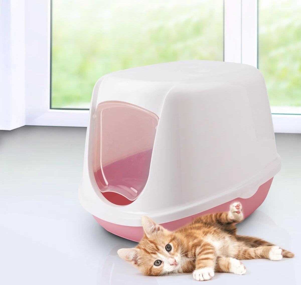 Beeztees Duchesse Kittenbak - Kattenbak - Roze/Wit - 44x35x32 Cm 2 Beeztees Duchesse Kittenbak - Kattenbak - Roze/Wit - 44x35x32 Cm - Afbeelding 2