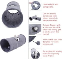 Fuzly Kattentunnel - Speeltunnel - Antraciet - Extra Stevig - Suede - 130cm X 30cm - Large -Merkloos Winkel 1200x1140 4