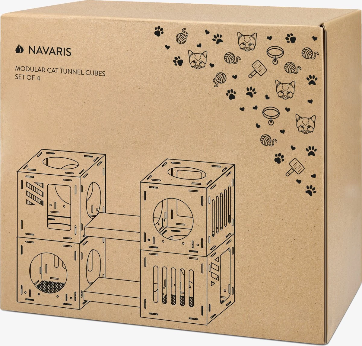 Navaris Modulaire Golfkartonnen Huisdieren Speelblokken - Golfkarton Speelhuis Met 4 Blokken En 2 Bruggen - Voor Kleine Katten, Kittens En Konijnen 5 Navaris Modulaire Golfkartonnen Huisdieren Speelblokken - Golfkarton Speelhuis Met 4 Blokken En 2 Bruggen - Voor Kleine Katten, Kittens En Konijnen - Afbeelding 5