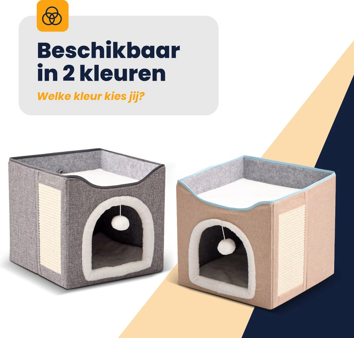 MIRO Katten Huis - Kattenhuizen - Kattenhok - Kattenmand - Dierenhuis - Opvouwbaar - Met Krabmat - Abrikoos 5 MIRO Katten Huis - Kattenhuizen - Kattenhok - Kattenmand - Dierenhuis - Opvouwbaar - Met Krabmat - Abrikoos - Afbeelding 5