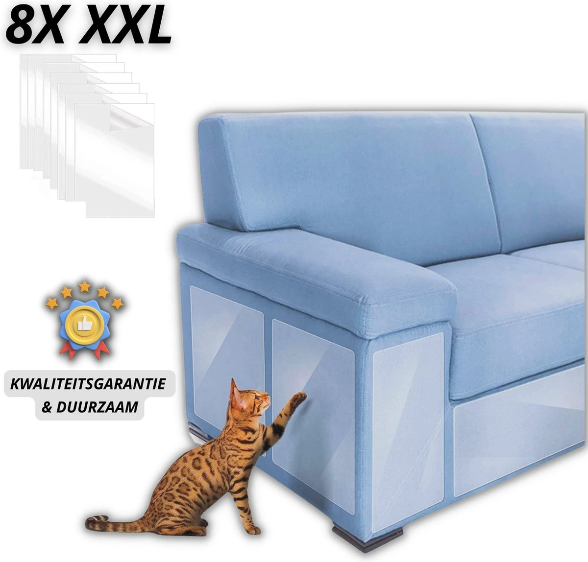Anti Krab Katten - Anti Krab Vellen - Voor Katten En Honden - Dubbelzijdig - 8 Stuks - Duurzaam - Extra Groot 1 Anti Krab Katten - Anti Krab Vellen - Voor Katten En Honden - Dubbelzijdig - 8 Stuks - Duurzaam - Extra Groot