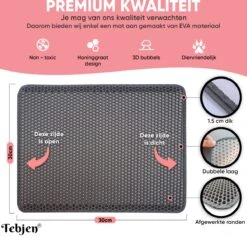 TEBJEN Kattenbakmat – Kattenbak Mat Grit Opvanger - Schoonloop Katten Mat – Dubbele Waterdichte Laag – Uitloopmat Kattenbak – Kattenbak Accessoires - Met Speelgoedmuisje En Schepje - 30cm * 30cm -Merkloos Winkel 1200x1150 5