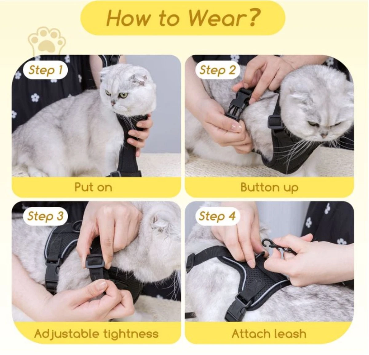 Nobleza Kattenharnas M Reflecterend Zwart Met Riem 2 Nobleza Kattenharnas M Reflecterend Zwart Met Riem - Afbeelding 2