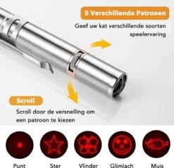 DOWO® - Laserpen - USB Oplaadbaar - Kattenspeeltjes - 7 Verschillende Standen - Laserlampje - RVS Zilver - Laser Pointer -Merkloos Winkel 1200x1161 10