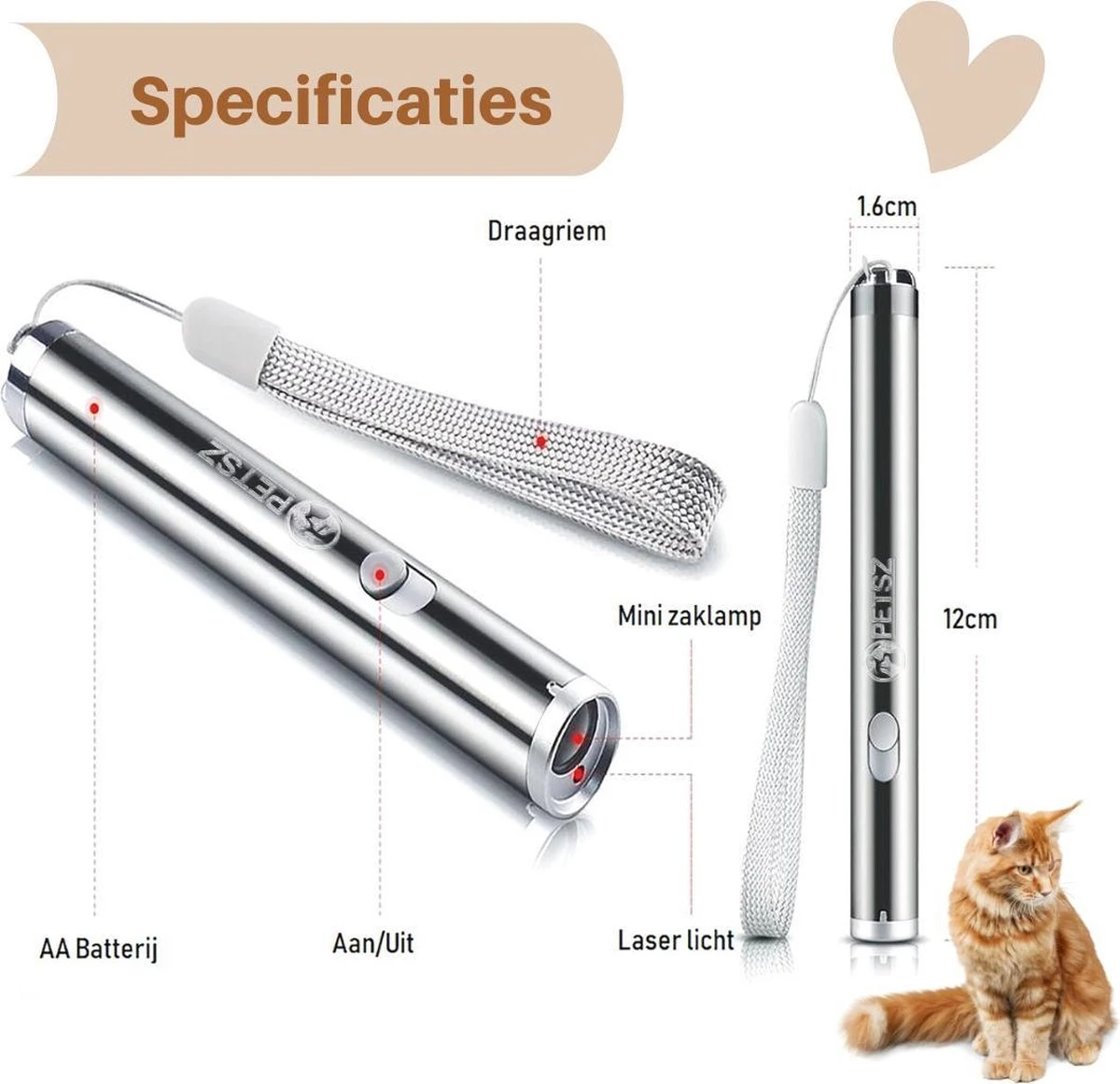 Laserpen - Kattenspeeltjes - Zaklamp - Kat - Laser - Kattenspeelgoed - RVS Opbergblikje 3 Laserpen - Kattenspeeltjes - Zaklamp - Kat - Laser - Kattenspeelgoed - RVS Opbergblikje - Afbeelding 3