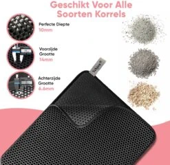 TEBJEN Kattenbakmat – Kattenbak Mat Grit Opvanger - Schoonloop Katten Mat – Dubbele Waterdichte Laag – Uitloopmat Kattenbak – Kattenbak Accessoires - Met Speelgoedmuisje En Schepje - 30cm * 30cm -Merkloos Winkel 1200x1167 7