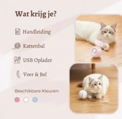 MyBuddy - Interactieve Zelf Rollende Bal - Kattenspeeltjes - Kattenspeelgoed - Bal Voor Katten - LED Lights - Speelgoed - USB - Roze -Merkloos Winkel 1200x1168 2