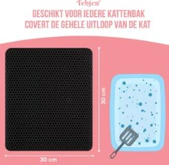TEBJEN Kattenbakmat – Kattenbak Mat Grit Opvanger - Schoonloop Katten Mat – Dubbele Waterdichte Laag – Uitloopmat Kattenbak – Kattenbak Accessoires - Met Speelgoedmuisje En Schepje - 30cm * 30cm -Merkloos Winkel 1200x1171 6