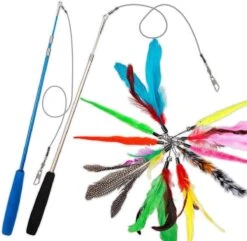 Merkloos 2 Kattenhengels Met 10 Speeltjes – Bewegende Kattenspeeltjes Met Veren En Belletjes – Interactieve Kattenspeelgoed Voor Kittens – Cat Toys -Merkloos Winkel 1200x1172 10