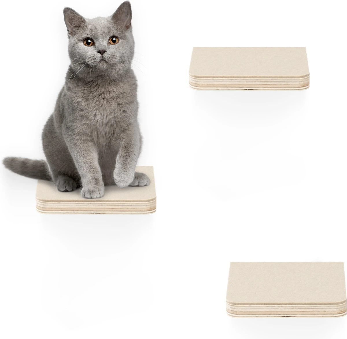 Navaris Katten Klimmuur 3 Tredes - 18 X 18 X 1,5 Cm Per Plankje - Katten Klimwand Van Hout - Inclusief Bevestigingsmateriaal 2 Navaris Katten Klimmuur 3 Tredes - 18 X 18 X 1,5 Cm Per Plankje - Katten Klimwand Van Hout - Inclusief Bevestigingsmateriaal - Afbeelding 2