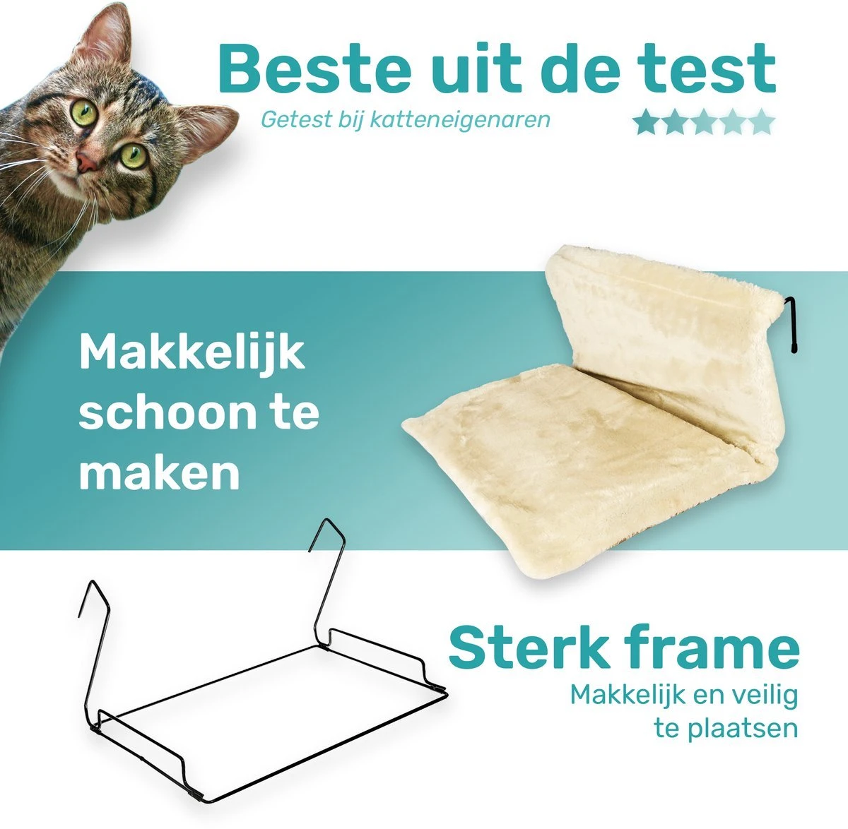 Kattenhangmat - Voor Aan Het Raam - Kattenmand - Raam - Hangmat Kat - Dieren - Kattenbed - Kattenmand - Slaapplek - Ligplaats 3 Kattenhangmat - Voor Aan Het Raam - Kattenmand - Raam - Hangmat Kat - Dieren - Kattenbed - Kattenmand - Slaapplek - Ligplaats - Afbeelding 3