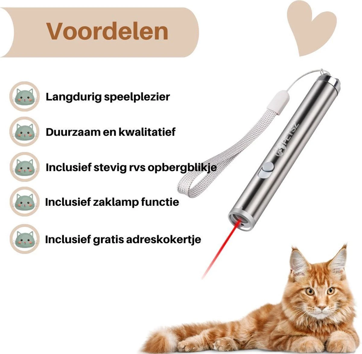 Laserpen - Kattenspeeltjes - Zaklamp - Kat - Laser - Kattenspeelgoed - RVS Opbergblikje 2 Laserpen - Kattenspeeltjes - Zaklamp - Kat - Laser - Kattenspeelgoed - RVS Opbergblikje - Afbeelding 2