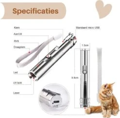 Laserpen - USB - Kattenspeeltjes - Zaklamp - Kat - Laser - Kattenspeelgoed - RVS Opbergblikje -Merkloos Winkel 1200x1178 3