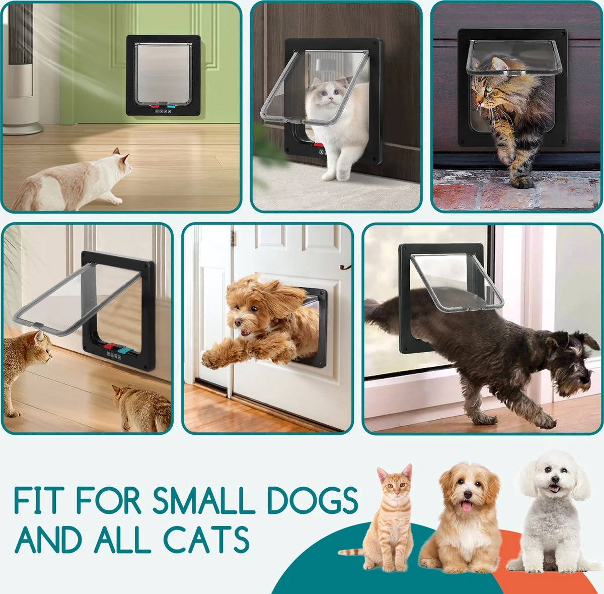 Nobleza Kattenluik Met Tunnel - 4 Vergrendelingsstanden - Weerbestendig - Binnen En Buiten - 28.5 X 25 Cm - Maat XL - Zwart 8 Nobleza Kattenluik Met Tunnel - 4 Vergrendelingsstanden - Weerbestendig - Binnen En Buiten - 28.5 X 25 Cm - Maat XL - Zwart - Afbeelding 8