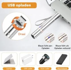 DOWO® - Laserpen - USB Oplaadbaar - Kattenspeeltjes - 7 Verschillende Standen - Laserlampje - RVS Zilver - Laser Pointer -Merkloos Winkel 1200x1181 6