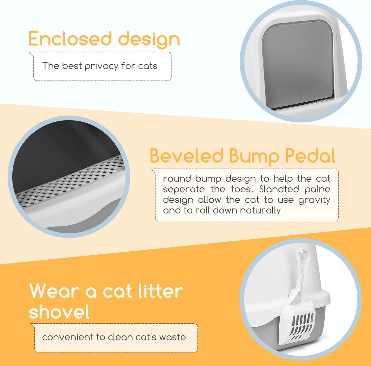 Nobleza ZSW - Kattenbak Met Kattenbakschep - 54x41x45 Cm - Grijs- L 2 Nobleza ZSW - Kattenbak Met Kattenbakschep - 54x41x45 Cm - Grijs- L - Afbeelding 2