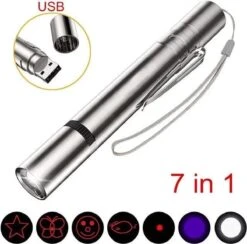 Laserpen - Oplaadbaar Met USB - Rode Laser - RVS Zilver - UV - Zaklamp - LED - Kat - Katten Speeltjes - Kattenspeelgoed - 7 Verschillende Standen -Merkloos Winkel 1200x1185 9