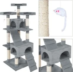 Tectake Barney Krabpaal - Grijs - 50 X 50 X 170 Cm -Merkloos Winkel 1200x1186 6