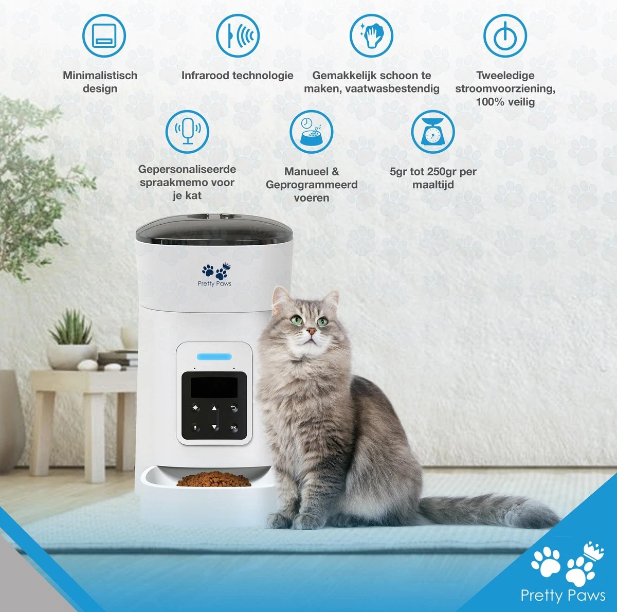Pretty Paws PP002 Professionele Automatische Voerbak Kat- Stemrecorder - Voerautomaat - Katten Voerbak - Minimalistisch 4 Pretty Paws PP002 Professionele Automatische Voerbak Kat- Stemrecorder - Voerautomaat - Katten Voerbak - Minimalistisch - Afbeelding 4