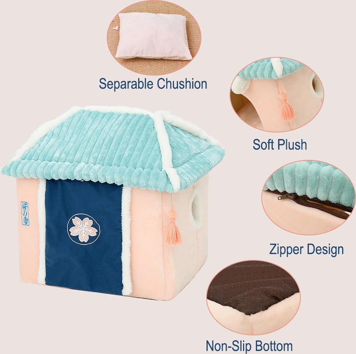 Merkloos Petsential Sakura Japanse Mand - Voor Katten (kattenmand) En Kleine Huisdieren (huisdierenmand) 5 Merkloos Petsential Sakura Japanse Mand - Voor Katten (kattenmand) En Kleine Huisdieren (huisdierenmand) - Afbeelding 5