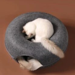 Merkloos A.K.A. Kattentunnel En Kattenmand In-1 – Kattenspeelgoed Speeltunnel Kattenhuis – Kattenhol Rond Kattenspeeltjes - Cat Cave Donut - Antraciet Vilt -Merkloos Winkel 1200x1196 7