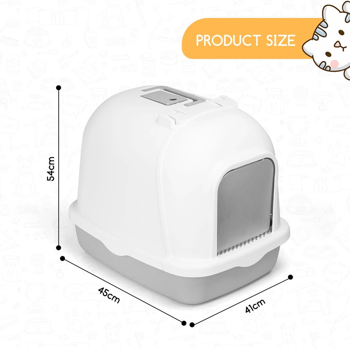 Nobleza ZSW - Kattenbak Met Kattenbakschep - 54x41x45 Cm - Grijs- L 4 Nobleza ZSW - Kattenbak Met Kattenbakschep - 54x41x45 Cm - Grijs- L - Afbeelding 4