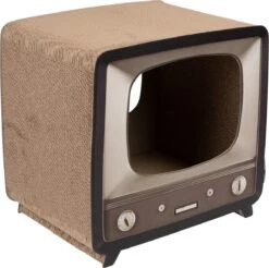 District 70 TELLY - Retro TV Krabmeubel - Instagrammable Kartonnen TV Voor Katten - 39 X 27 X 37 Cm -Merkloos Winkel 1200x1197 9