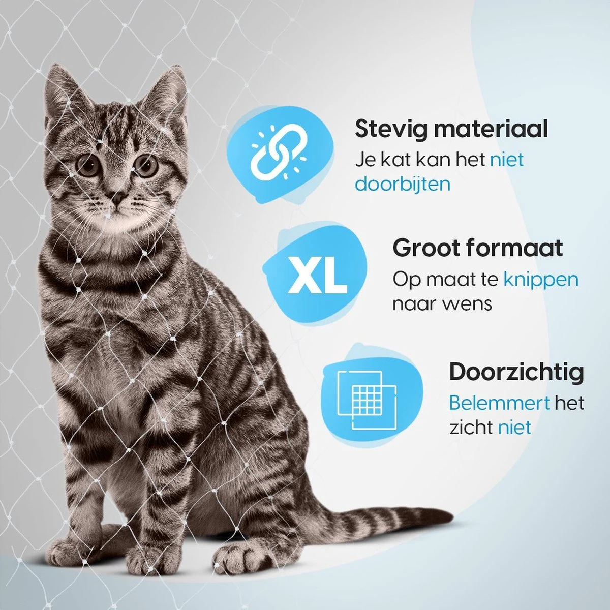 Kattennet - Balkon Net - Katten Gaas - Kattennet Balkon - Transparant - 8x3 M 4 Kattennet - Balkon Net - Katten Gaas - Kattennet Balkon - Transparant - 8x3 M - Afbeelding 4