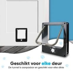 BFreshPets Kattenluik + Massageborstel - Met Tunnel - 4 Vergrendelingsstanden - Weersbestendig - Maat L - Zwart - 27 X 24 Cm -Merkloos Winkel 1200x1200 1035