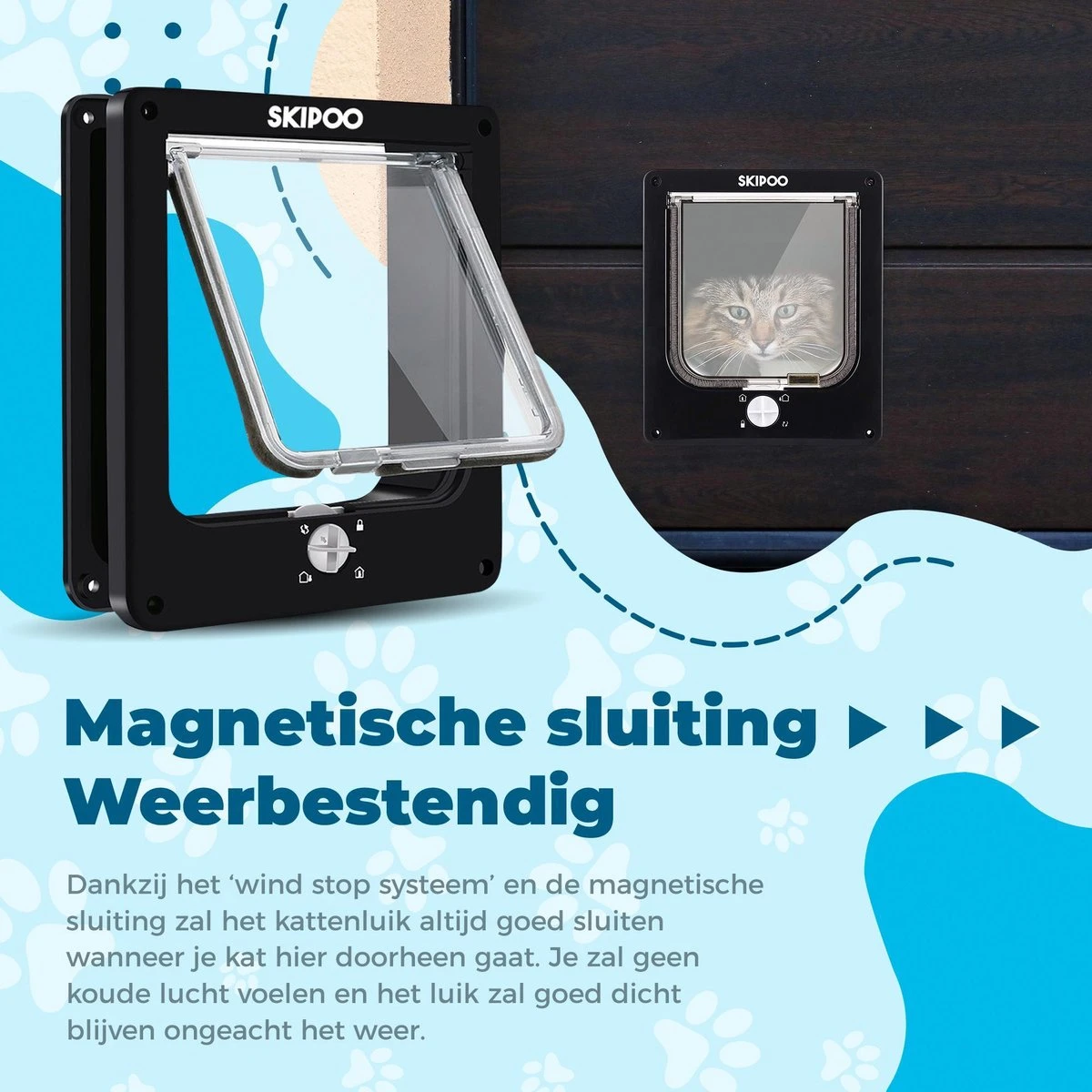 Skipoo Kattenluik Met Tunnel - Weerbestendig - Grote Kat - 4 Vergrendelingsstanden - Zwart 5 Skipoo Kattenluik Met Tunnel - Weerbestendig - Grote Kat - 4 Vergrendelingsstanden - Zwart - Afbeelding 5