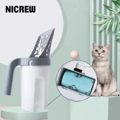 YELÉ LIVING – Kattenbakschep – Haarverwijderaar - Cat Litter Scoop – Kattenbakschep Met Container – Katten – Kattenbak – Grijs/wit – Kattenbak Schep – Grind – Kattengrind – Kattenbak Grind – Poep Zakjes – Afvalcontainer - All-in-1 Kattenbakschep -Merkloos Winkel 1200x1200 1103