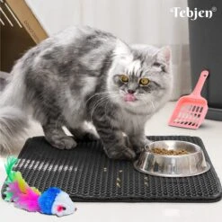 TEBJEN Kattenbakmat – Kattenbak Mat Grit Opvanger - Schoonloop Katten Mat – Dubbele Waterdichte Laag – Uitloopmat Kattenbak – Kattenbak Accessoires - Met Speelgoedmuisje En Schepje - 40x50cm -Merkloos Winkel 1200x1200 1133
