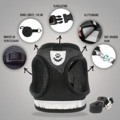 Ease Store Kattentuigje – Maat M – Met Looplijn – Kittentuigje – Dierentuigje – Hondentuigje – Reflecterend – Zwart -Merkloos Winkel 1200x1200 1175