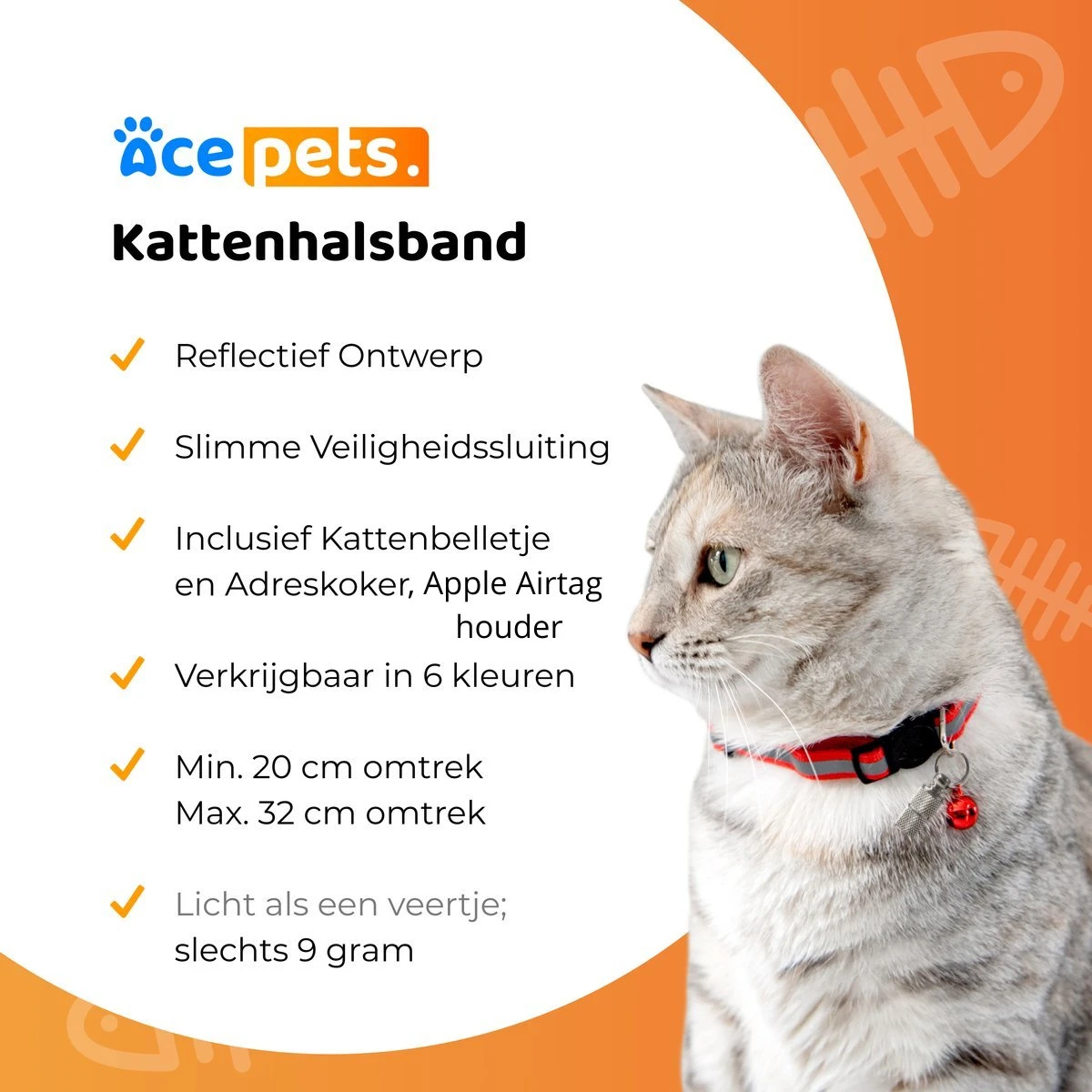 ACE Pets Reflecterende Kattenhalsband Met Veiligheidssluiting – Halsband Kat & Kitten - Met Adreskoker - Kittenhalsband & Kattenbandje Met Belletje - Geschikt Voor Apple Airtag - Zwart 5 ACE Pets Reflecterende Kattenhalsband Met Veiligheidssluiting – Halsband Kat & Kitten - Met Adreskoker - Kittenhalsband & Kattenbandje Met Belletje - Geschikt Voor Apple Airtag - Zwart - Afbeelding 5
