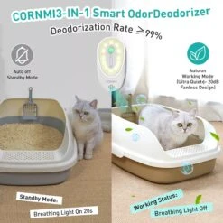 DVL Products Cornmi Kattengeurverwijderaar - Kattenbak Geurverdrijver - Met Ozon & Aromatherapie - Oplaadbaar En Infraroodsensor - Nachtlicht Optie - Duurzaam - Ledverlichting - Honden & Katten Geurverdrijver -Merkloos Winkel 1200x1200 1229