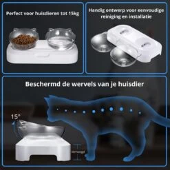 Behave Dubbele Voerbak - Drinkbak - Katten - Verstelbaar - Wit -Merkloos Winkel 1200x1200 304
