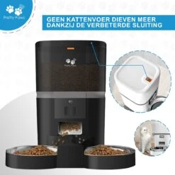 Pretty Paws QQ003 - Wifi Voermachine - Dubbele Voerbakjes - Zwart - Kat - 6L -Merkloos Winkel 1200x1200 312