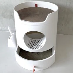 A Sunny Day Kattenbak Met Lade, Bedje En Krabplank - Inclusief Schepje - Design Kattenbak - Wit - Dichte Kattenbak - Kattenbak Gesloten -Merkloos Winkel 1200x1200 441